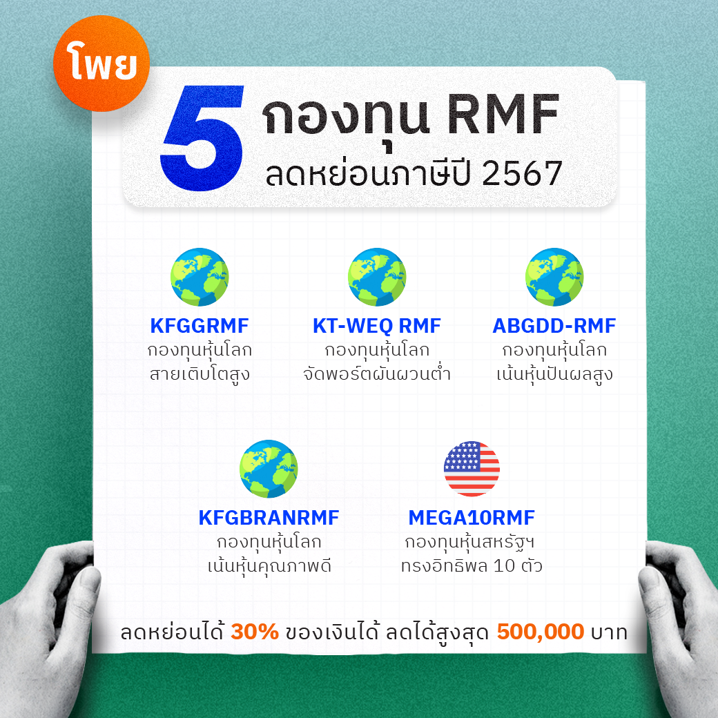 แนะนำกองทุน RMF ลดหย่อนภาษีปี 2567